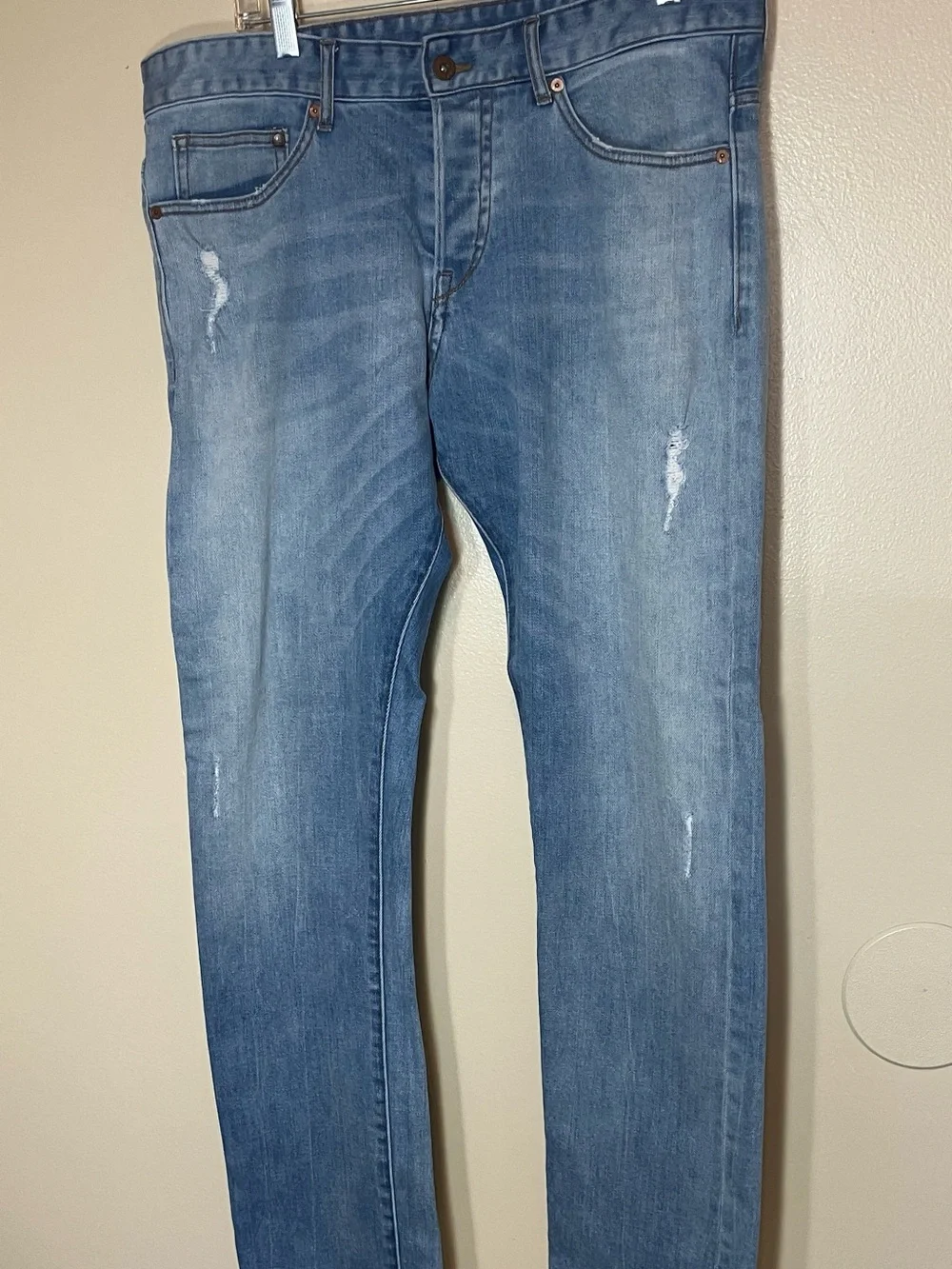 H&M Men's Slim Straight Light Blue Washed Jeans